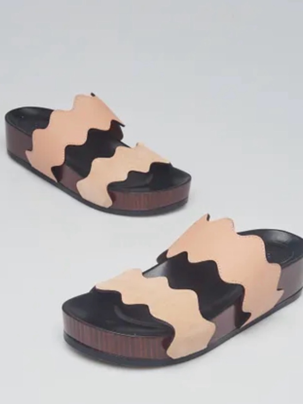 Chloe Leather and Suede Flat
Slide Sandals size 39